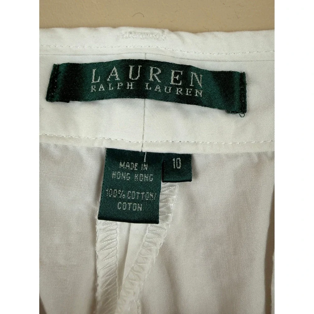 Lauren Ralph Lauren 10 Preppy Coastal Chino Shorts Cotton White